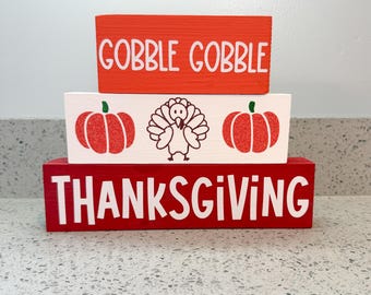 Thanksgiving Stackable Block Set, Stacking Blocks, Thanksgiving decor, Fall Decor, Mantle Decor, Kitchen Decor