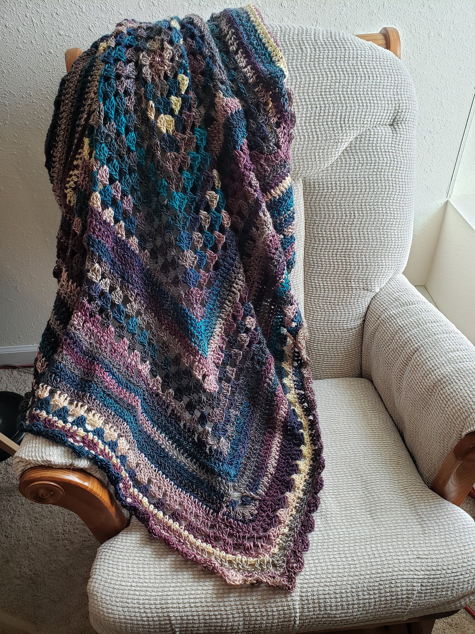 Blue and Purple Colorful Crocheted Afghan Etsy