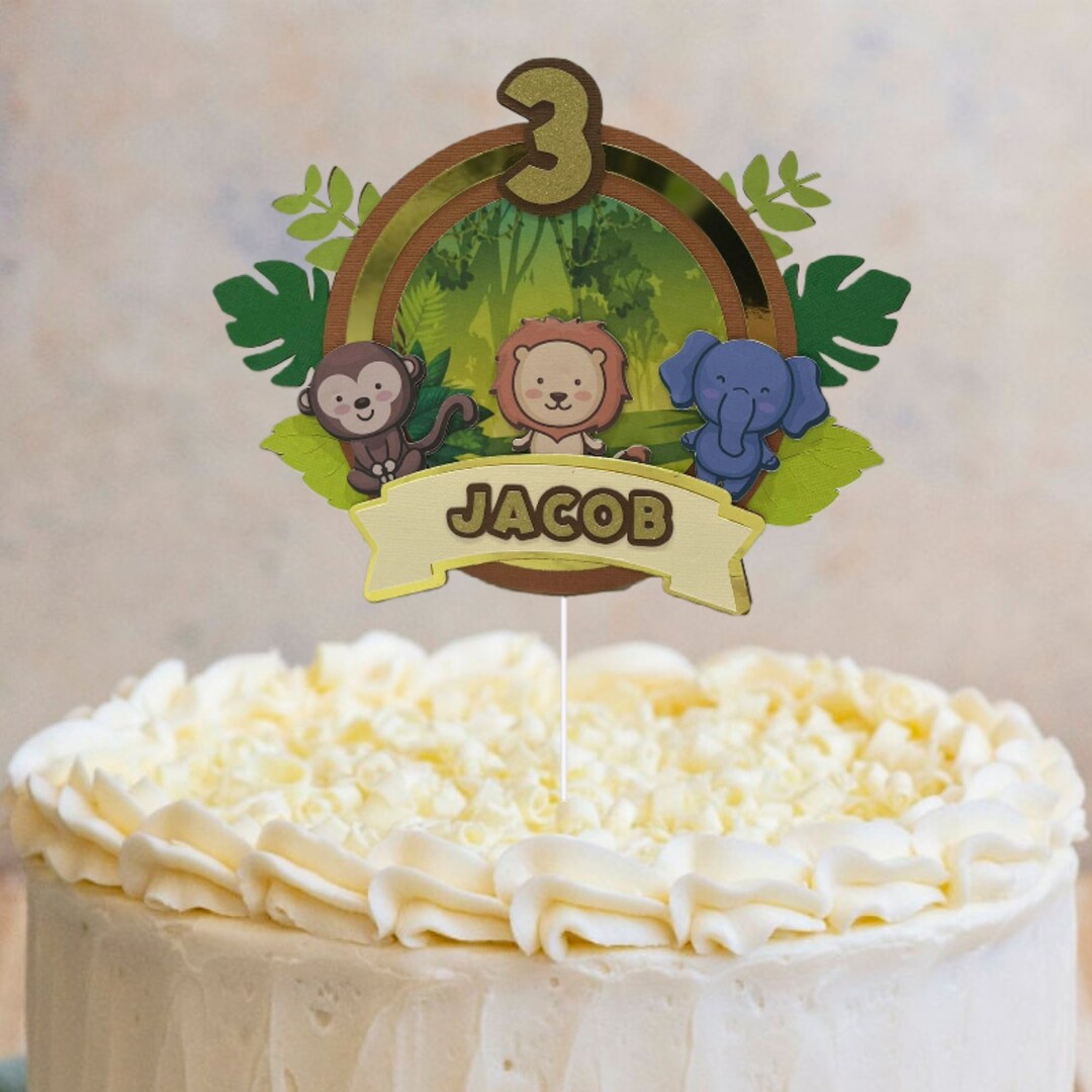 Jungle Theme Cake Topper Cake Topper Personalised Cake - Etsy