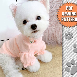 Dog Dress Sewing Pattern for S, M, L, XL, XXL Sizes - Printable PDF Sewing Pattern Small Dog Clothes Printable Pattern Dog Clothing Patterns