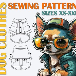 Dog Raincoat Pattern for S, M, L, XL, XXL Sizes  - Printable PDF Pattern A4 - Small Dog Clothes Printable Pattern