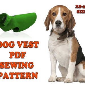 Dog Vest pdf Sewing Pattern for XS - XXL Sizes  - Printable PDF Pattern A4 - Small Dog Clothes Printable Pattern -  Dog Clothing