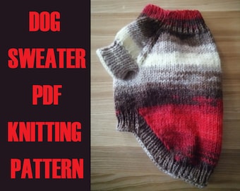 KNITTING PATTERN // Hand Knit Dog Sweater  // Hand Knitted Dog Coat // Handmade Dog Jumper // Warm Dog Sweater Coat