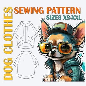 Dog Jacket Pattern for XS, S, M, L, XL and XXL Sizes Small Dog Clothes Printable Pattern Dog Clothing Sew Outfits for Small Pets image 1