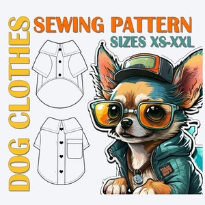 Dog Shirt Pattern for S, M, L, XL, XXL Sizes  - Printable PDF Pattern A4 - Small Dog Clothes Printable Pattern -  Dog Clothing