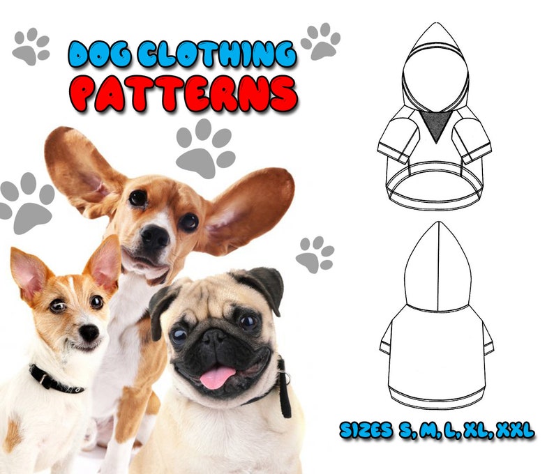 Dog Hoodie Pattern for S M L XL XXL Sizes Printable PDF - Etsy