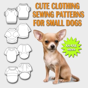 Set of 4 Shirt Patterns for Your Pet - S, M, L, XL, XXL Sizes  - Printable PDF Pattern Set - Cute Dress Patterns for Your Small Pets