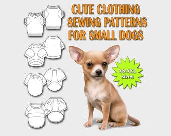 Set of 4 Shirt Patterns for Your Pet - S, M, L, XL, XXL Sizes  - Printable PDF Pattern Set - Cute Dress Patterns for Your Small Pets