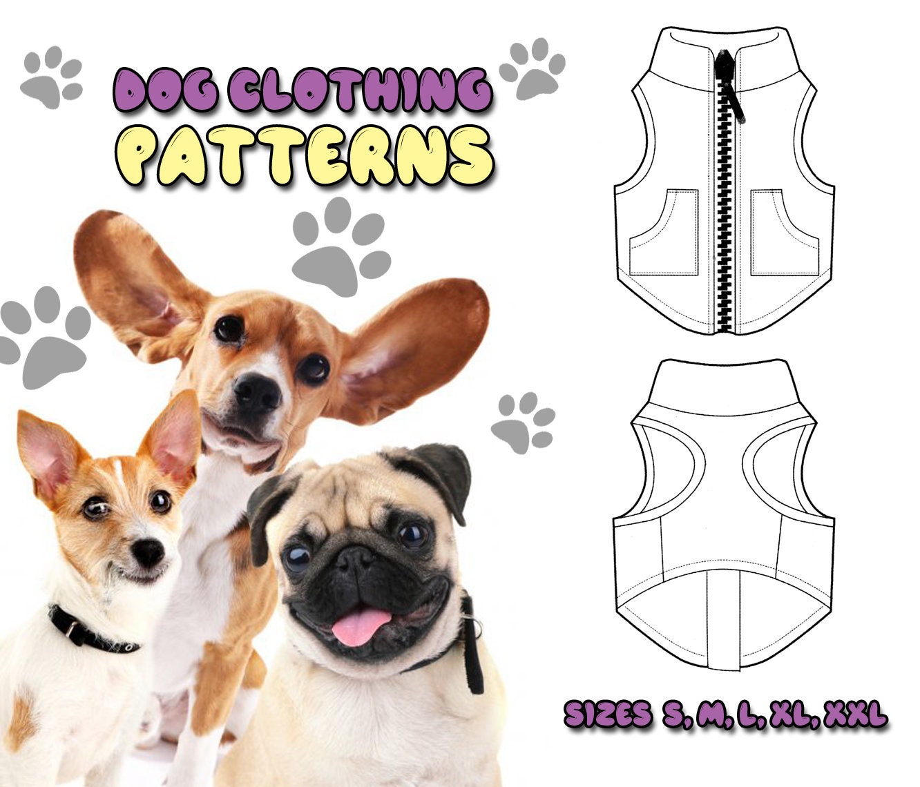 Dog Vest pdf Sewing Pattern for S M L XL XXL Sizes Etsy Dog Vest pdf Sewing Pattern for S M L XL XXL Sizes Etsy