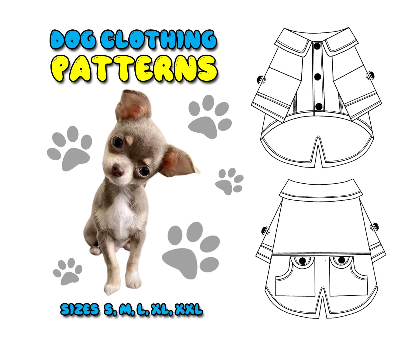 Dog Raincoat Pattern for S M L XL XXL Sizes Printable Etsy
