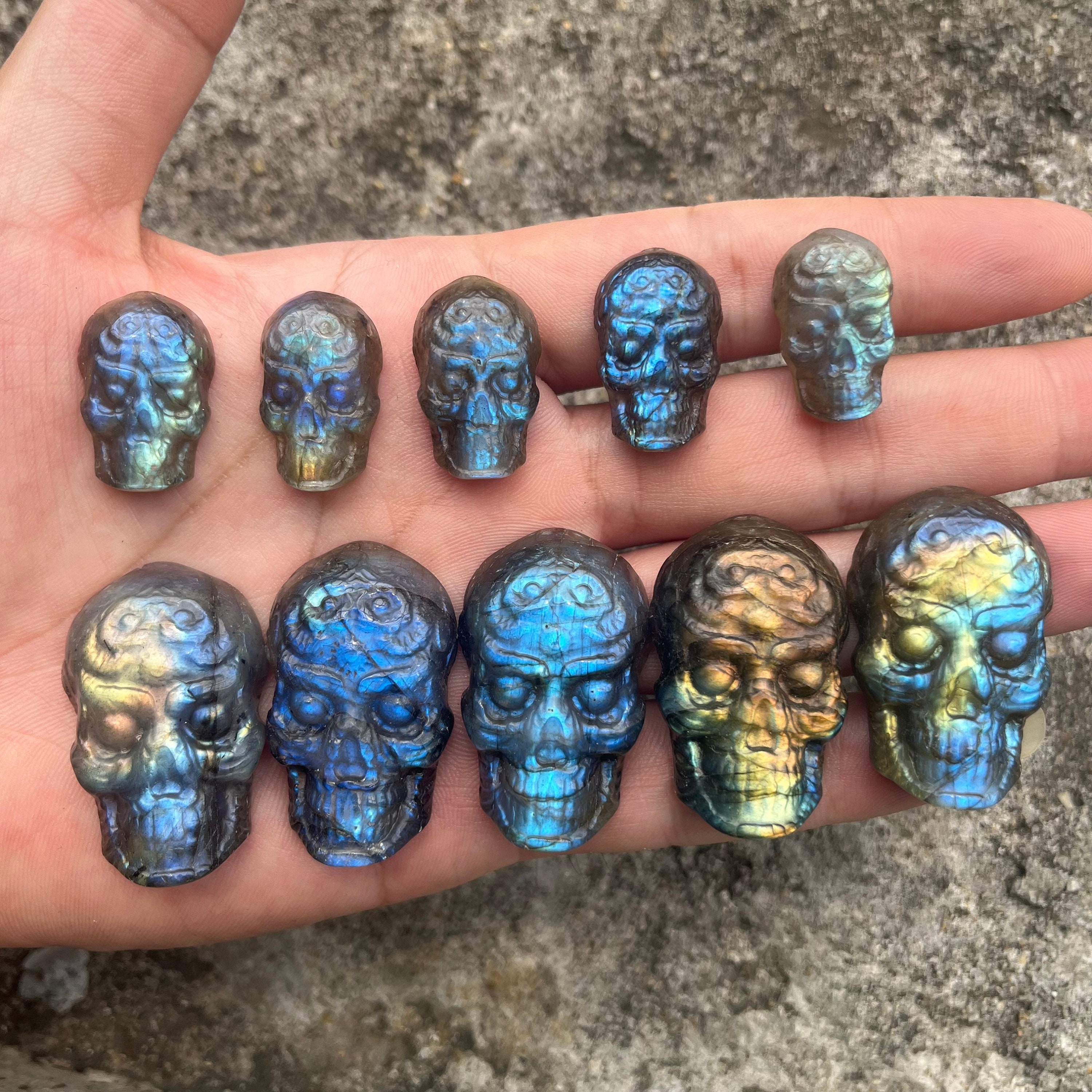 Natürliche Labradorit Schädel Cabochon, Labradorit Schädel Cabochons schnitzen