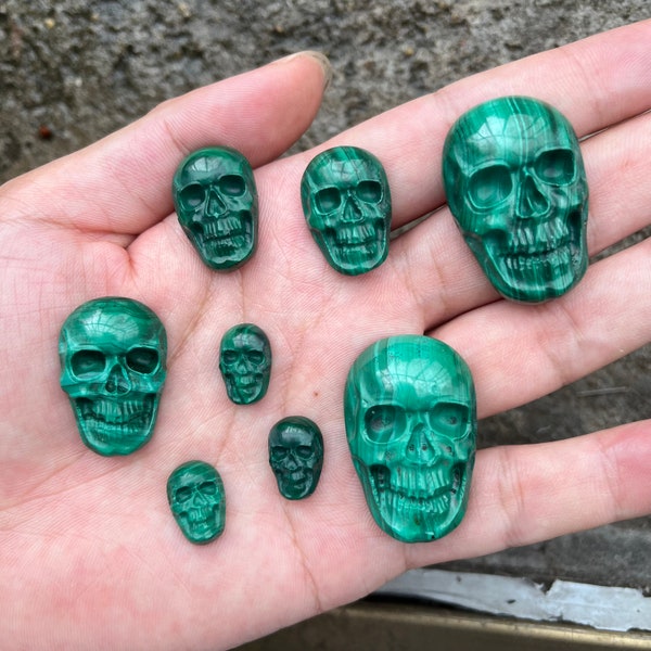 100% Natural Malachite Carving Skull Cabochon, crystal skull, Malachite skull, Jewelry Making, Ring Design Diy Jewelry Pendant