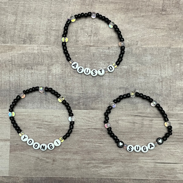 Agust D, Yoongi and Suga bracelets. Individual or set