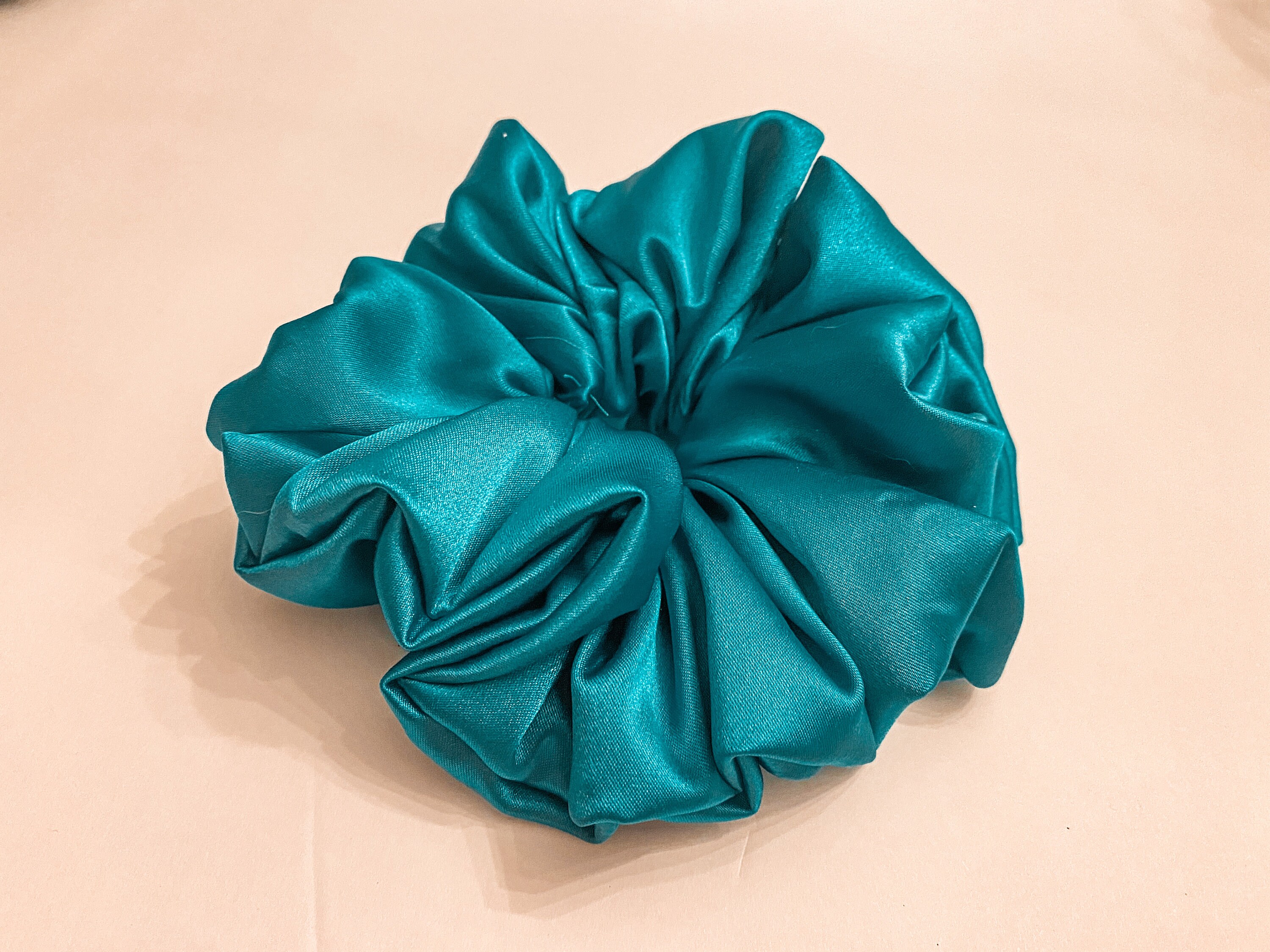 THE WAVE | Luxurious Teal Silk Xiangyunsha Oversized Scrunchie Mega Scrunchies – Silkx Co main image 4