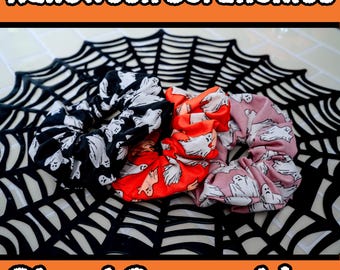 Halloween Haargummis | Geist Scrunchie | Gruseliger Haarschmuck | Halloween-Haarbänder