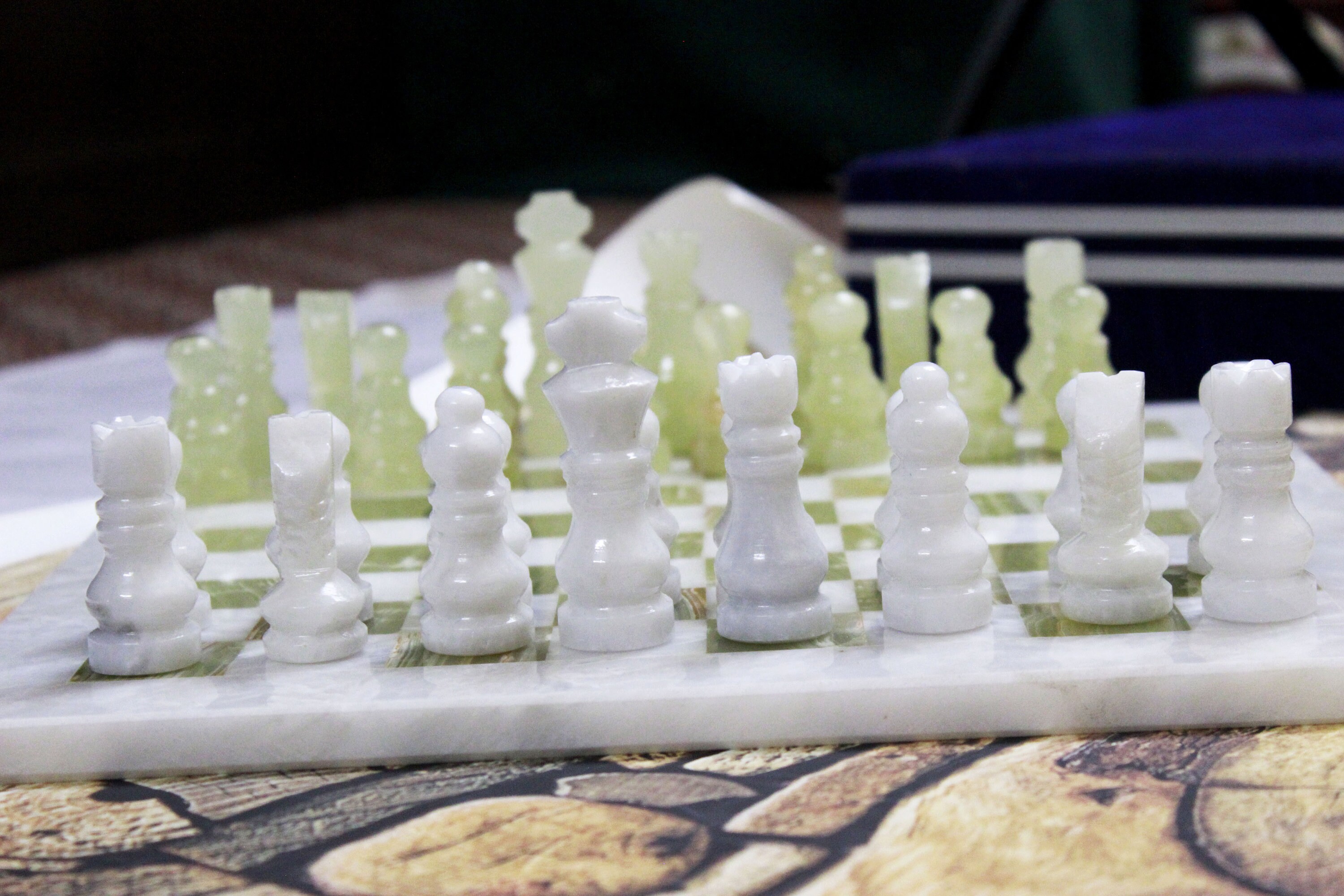 Handmade White & Green Marble Chess Board Classic Strategy Etsy
