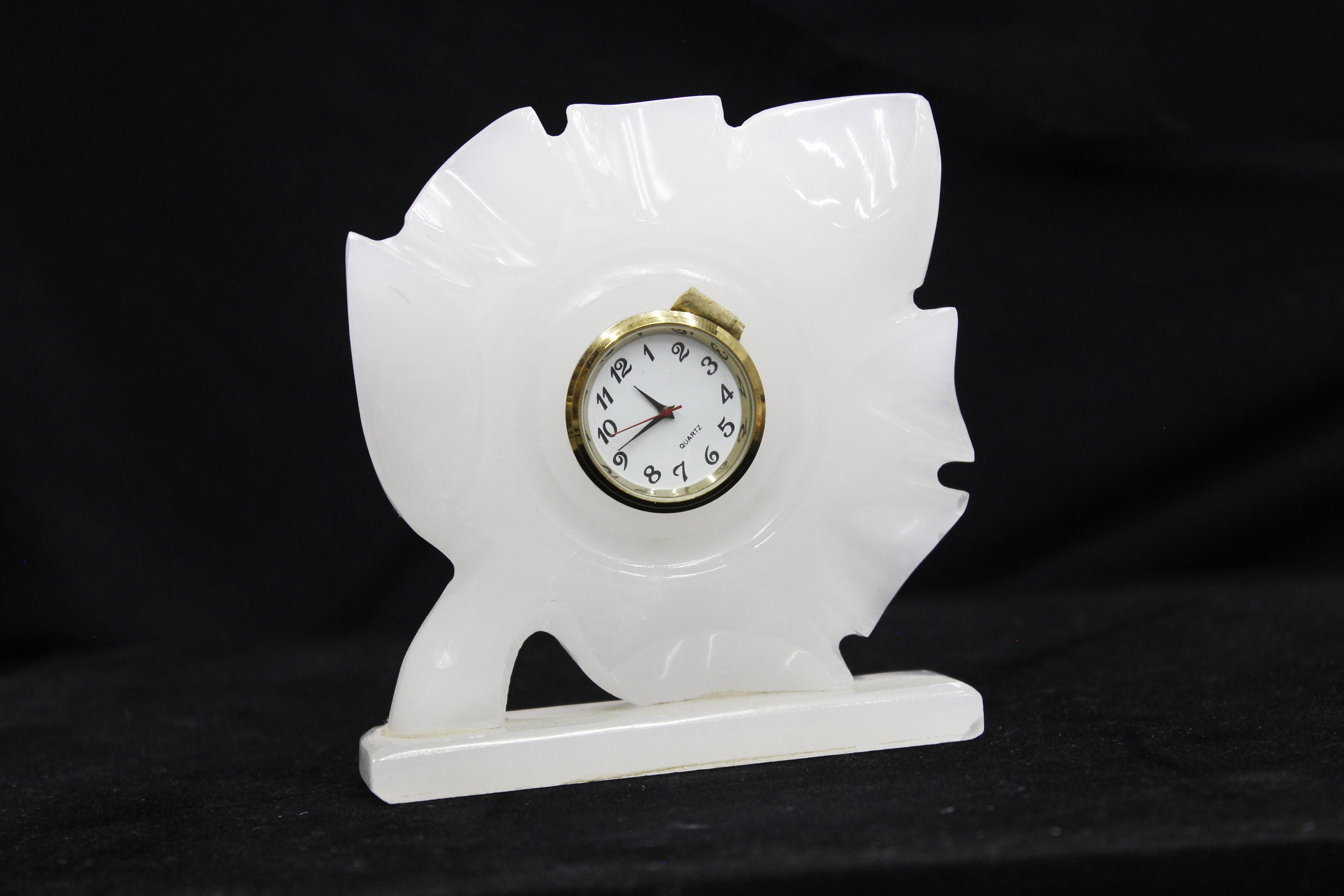 White Marble Leave Shape Clock Onyx Marble Table Clock Etsy UK