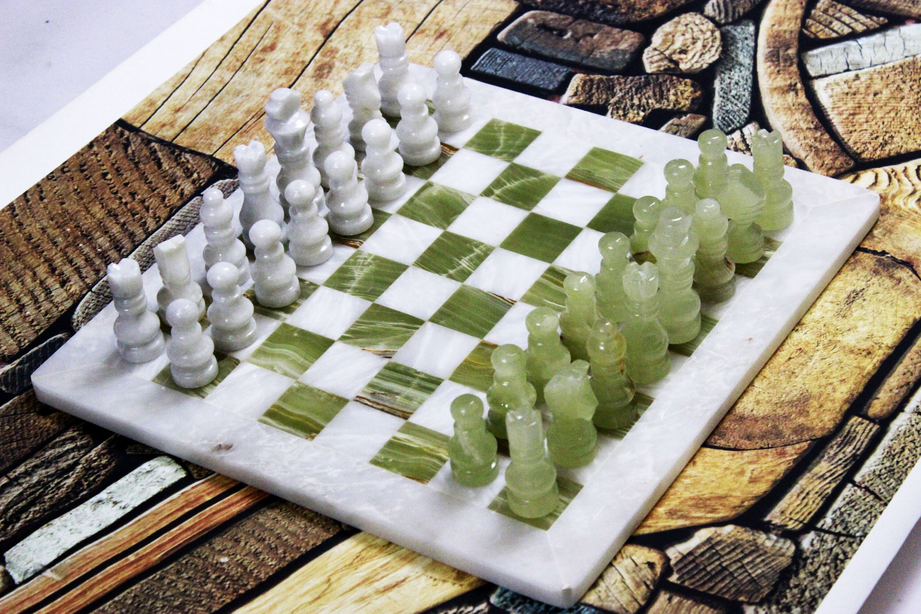 Handmade White & Green Marble Chess Board Classic Strategy Etsy