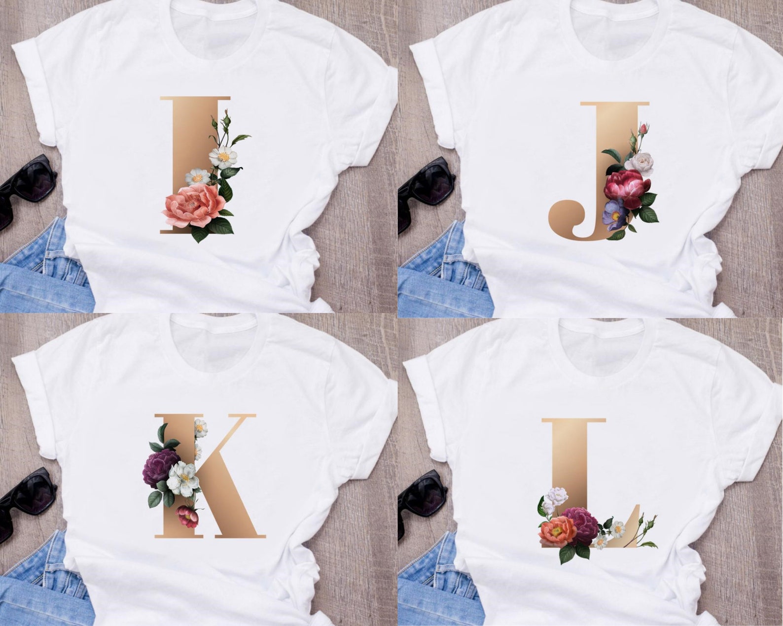 Custom Printed Initials Tshirt Embroidery Design Birthday Etsy