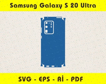 Samsung Galaxy s20 Ultra Vollverpackung Haut Schneidevorlage SVG, EPS, Aİ, Pdf, Silhouette, Cricut Vektorschnittdatei
