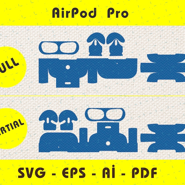 Airpods pro plantilla de corte de piel de envoltura completa SVG, EPS, Ai, Pdf, silueta, archivo de corte vectorial cricut