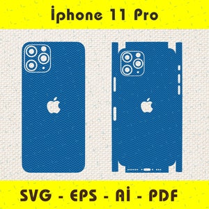 iPhone 11 Pro Vollverpackung Haut Schneidevorlage SVG, EPS, Aİ, Pdf, Silhouette, Cricut Vektorschnittdatei