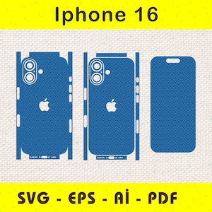 iPhone 16 full wrap skin cutting template SVG, EPS, Aİ, Pdf,  silhouette, cricut Vector Cut File