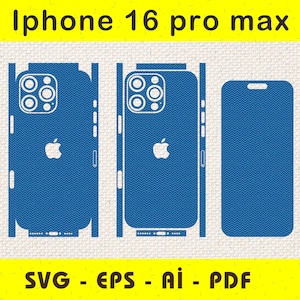 iPhone 16 pro Max Vollverpackung Haut Schneidevorlage SVG, EPS, Aİ, Pdf, Silhouette, Cricut, Vektordatei
