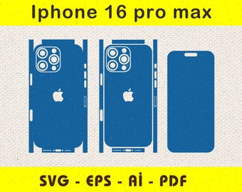 iPhone 16 pro Max Vollverpackung Haut Schneidevorlage SVG, EPS, Aİ, Pdf, Silhouette, Cricut, Vektordatei