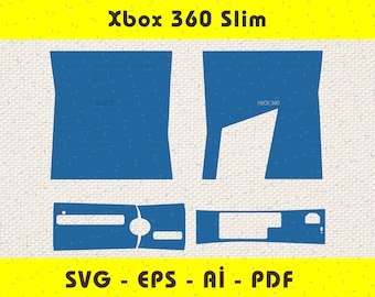 Xbox 360 slim skin full wrap skin modello di taglio SVG, EPS, AI, Pdf, silhouette, file di taglio vettoriale Cricut