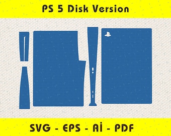 Sony Playstation 5 Skin Vorlage, PS5 Disk Version Full Wrap Skin Schneidevorlage SVG, EPS, Aİ, Pdf, Silhouette, Cricut Vektorschnittdatei