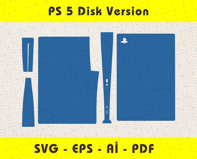 Sony Playstation 5 Skin Template, PS5 Disk Version Full Wrap Skin