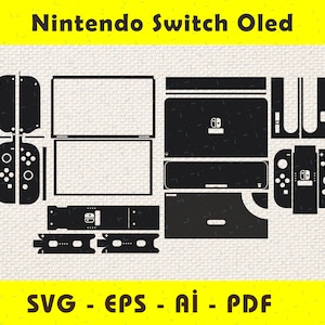 Switch oled Template SVG Cut File, Switch oled Console full wrap skin cutting template