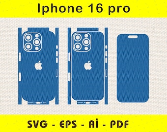 iPhone 16 pro Vollverpackung Haut Schneidevorlage SVG, EPS, Aİ, Pdf, Silhouette, Cricut Vektorschnittdatei