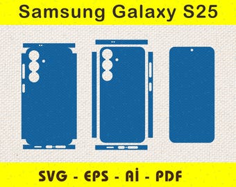 Samsung Galaxy S25 Vollverpackung Haut Schneidevorlage SVG, EPS, Aİ, Pdf, Silhouette, Cricut Vektorschnittdatei