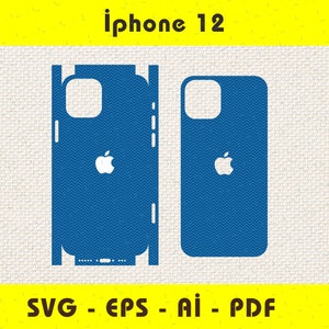 iPhone 12 Vollwrap Skin Schneidevorlage SVG, EPS, Aİ, Pdf, Silhouette, Cricut Vektorschnittdatei