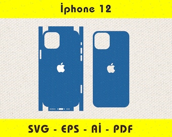 iPhone 12 Vollwrap Skin Schneidevorlage SVG, EPS, Aİ, Pdf, Silhouette, Cricut Vektorschnittdatei