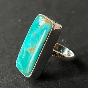 Anillo turquesa de Arizona: anillo hecho a mano en plata de ley 925, joyería bohemia con un toque especial. imagen 7