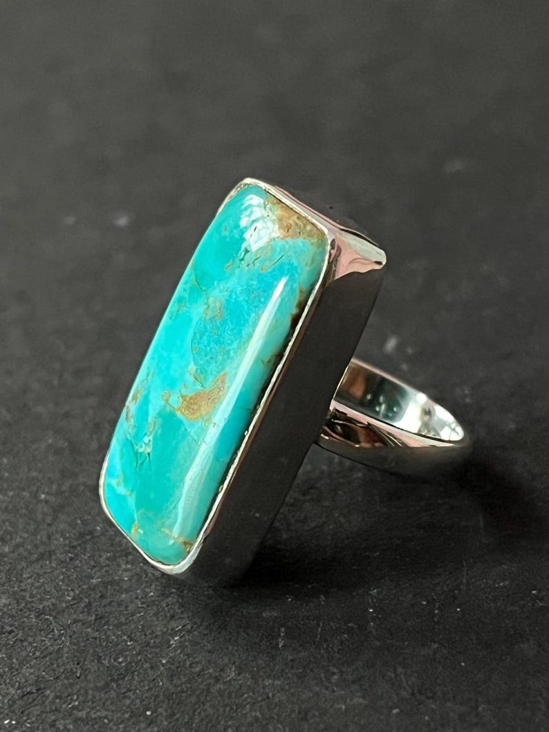 Anillo turquesa de Arizona: anillo hecho a mano en plata de ley 925, joyería bohemia con un toque especial. imagen 7