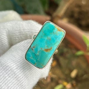 Anillo turquesa de Arizona: anillo hecho a mano en plata de ley 925, joyería bohemia con un toque especial. imagen 2