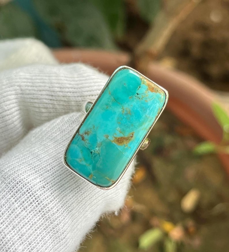 Anillo turquesa de Arizona: anillo hecho a mano en plata de ley 925, joyería bohemia con un toque especial. imagen 2