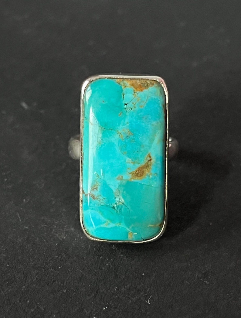 Anillo turquesa de Arizona: anillo hecho a mano en plata de ley 925, joyería bohemia con un toque especial. imagen 5
