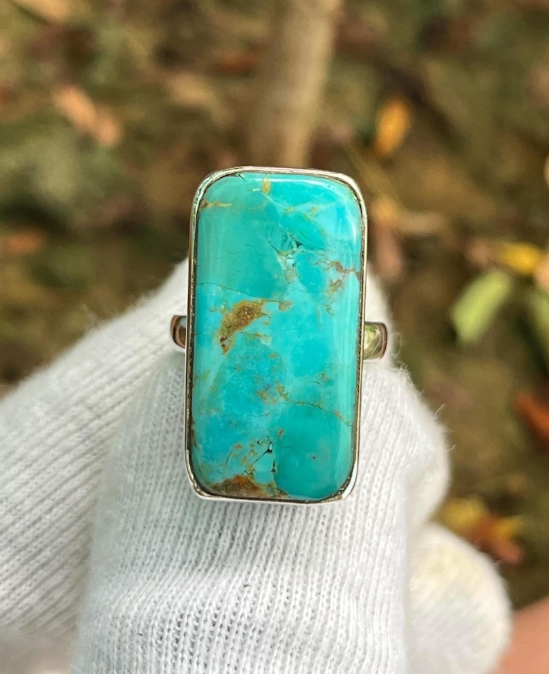 Anillo turquesa de Arizona: anillo hecho a mano en plata de ley 925, joyería bohemia con un toque especial. imagen 1