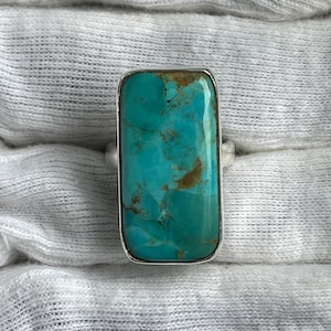 Anillo turquesa de Arizona: anillo hecho a mano en plata de ley 925, joyería bohemia con un toque especial. imagen 4