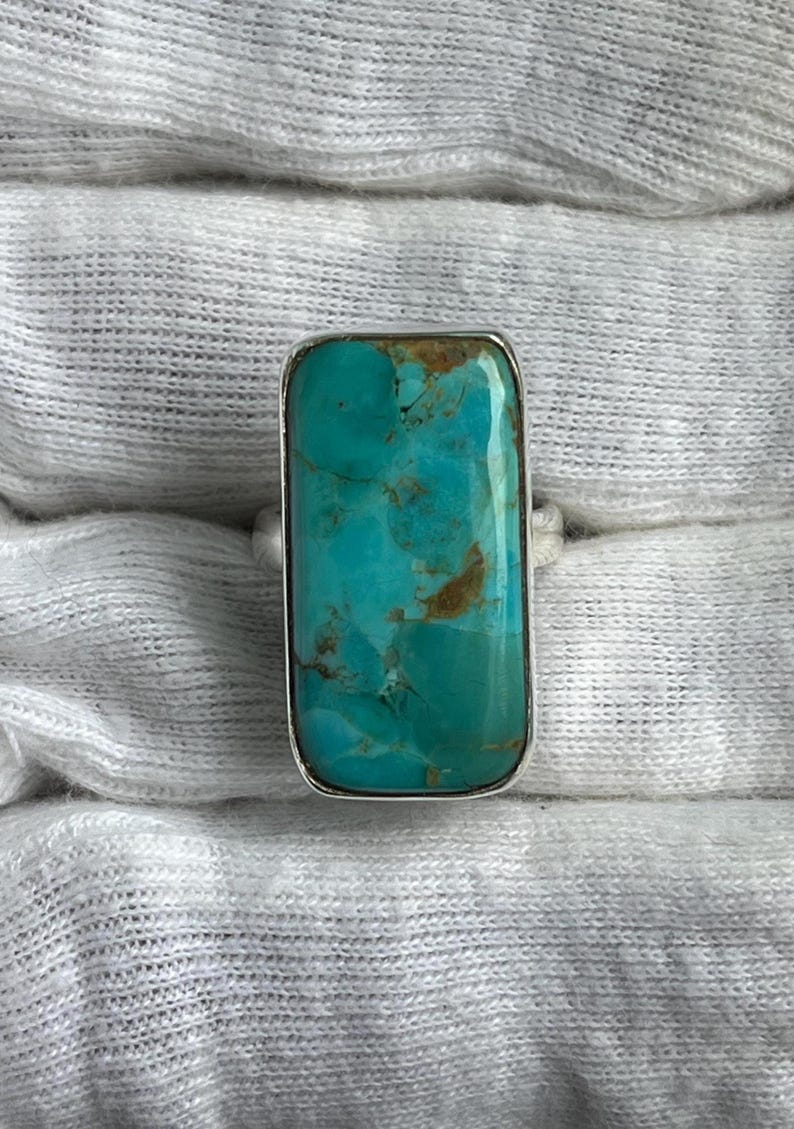 Anillo turquesa de Arizona: anillo hecho a mano en plata de ley 925, joyería bohemia con un toque especial. imagen 4