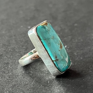 Anillo turquesa de Arizona: anillo hecho a mano en plata de ley 925, joyería bohemia con un toque especial. imagen 8