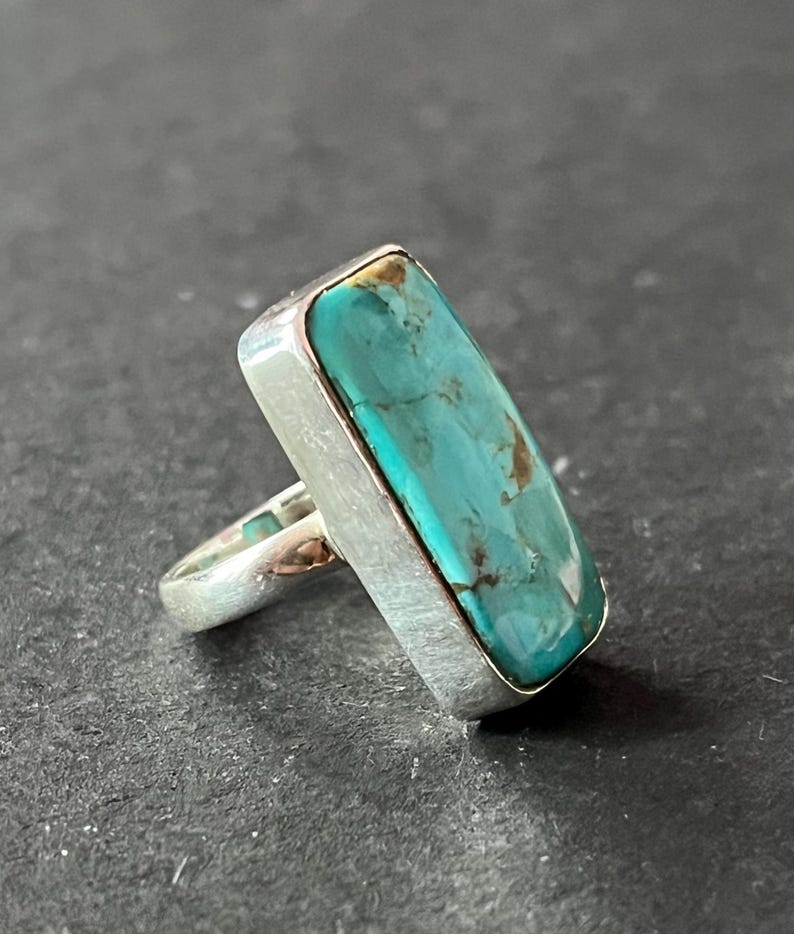 Anillo turquesa de Arizona: anillo hecho a mano en plata de ley 925, joyería bohemia con un toque especial. imagen 8
