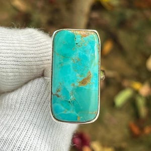 Anillo turquesa de Arizona: anillo hecho a mano en plata de ley 925, joyería bohemia con un toque especial. imagen 6
