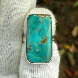 Anillo turquesa de Arizona: anillo hecho a mano en plata de ley 925, joyería bohemia con un toque especial. imagen 3