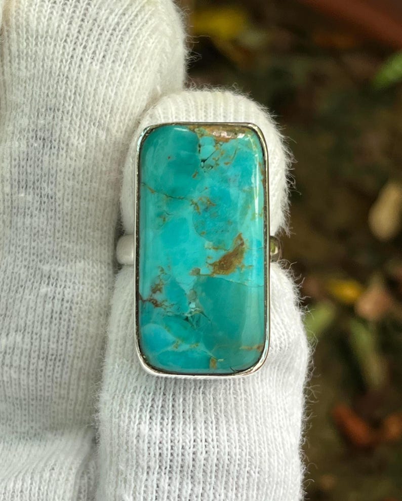 Anillo turquesa de Arizona: anillo hecho a mano en plata de ley 925, joyería bohemia con un toque especial. imagen 3